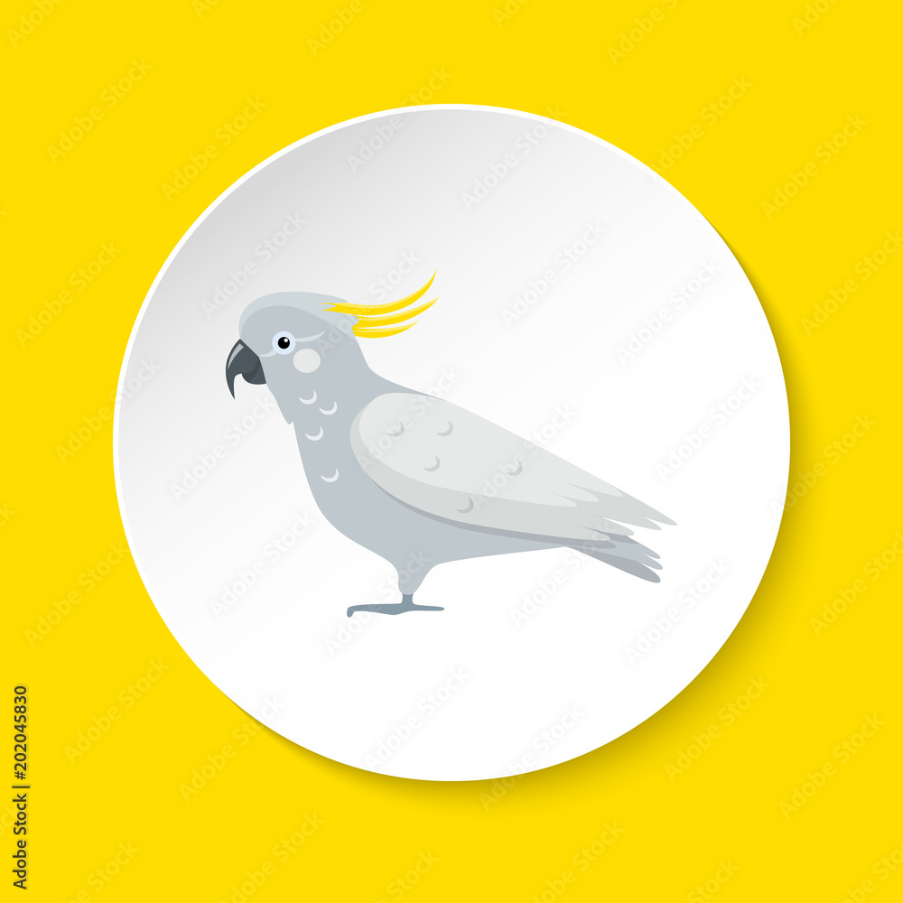 Cockatoo parrot icon in flat style Cockatoo parrot icon in flat style