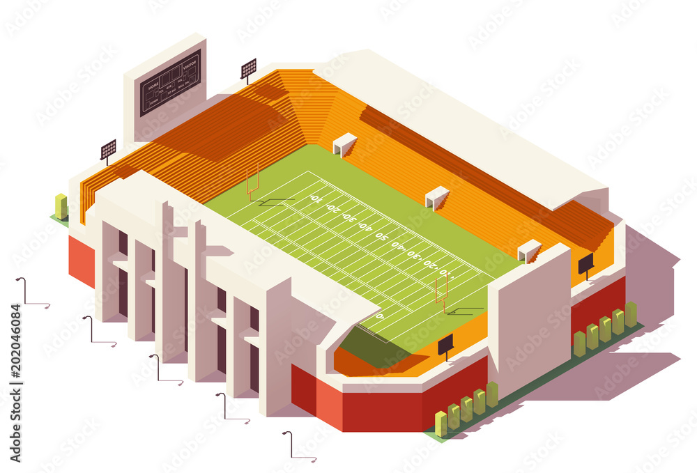 Vector isometric low poly football stadium