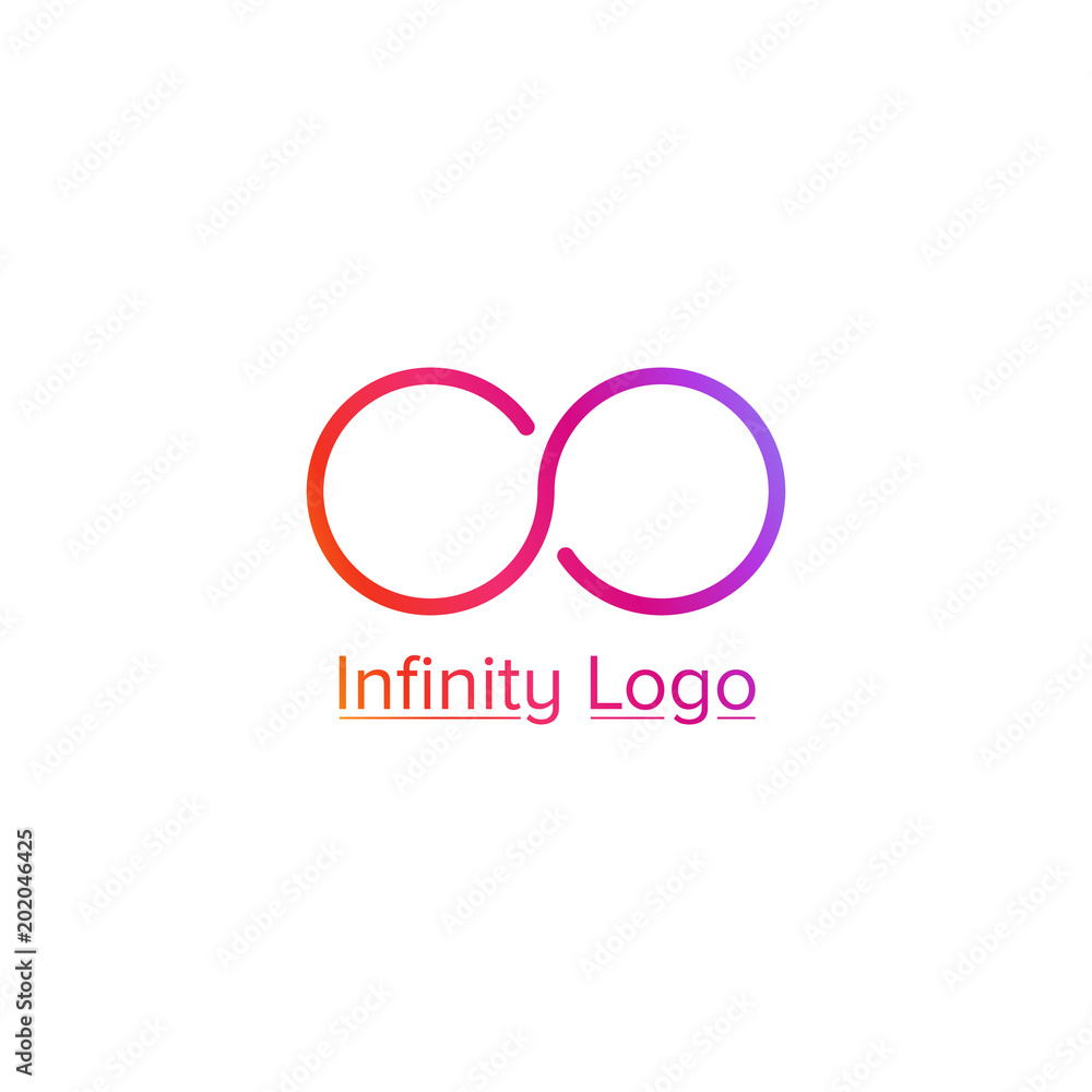 Infinity logo design in bright colorful modern design isolated on white background. Elegant logo illustration. Infinity logo design in bright colorful modern design isolated on white background. Elegant logo illustration.