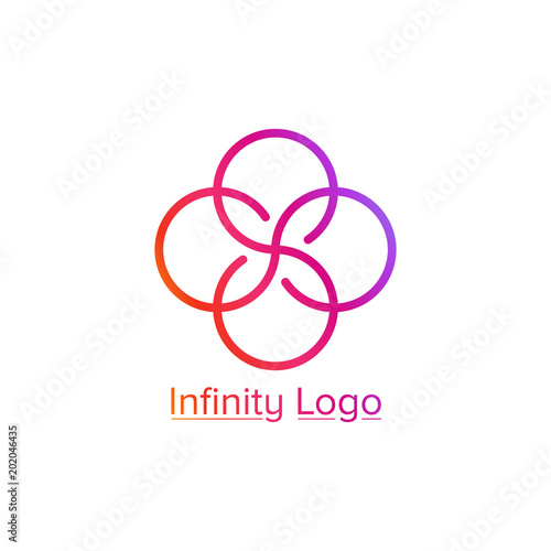 Double infinity logo design in bright colorful design isolated on white background. Elegant logo illustration.