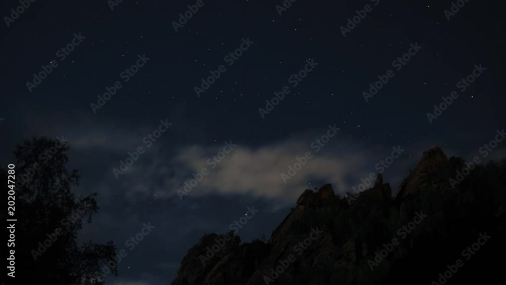 Timelapse of the starry sky above the mountain peaks in the Siberian forest. Krasnoyarsk nature reserve Timelapse of the starry sky above the mountain peaks in the Siberian forest. Krasnoyarsk nature reserve