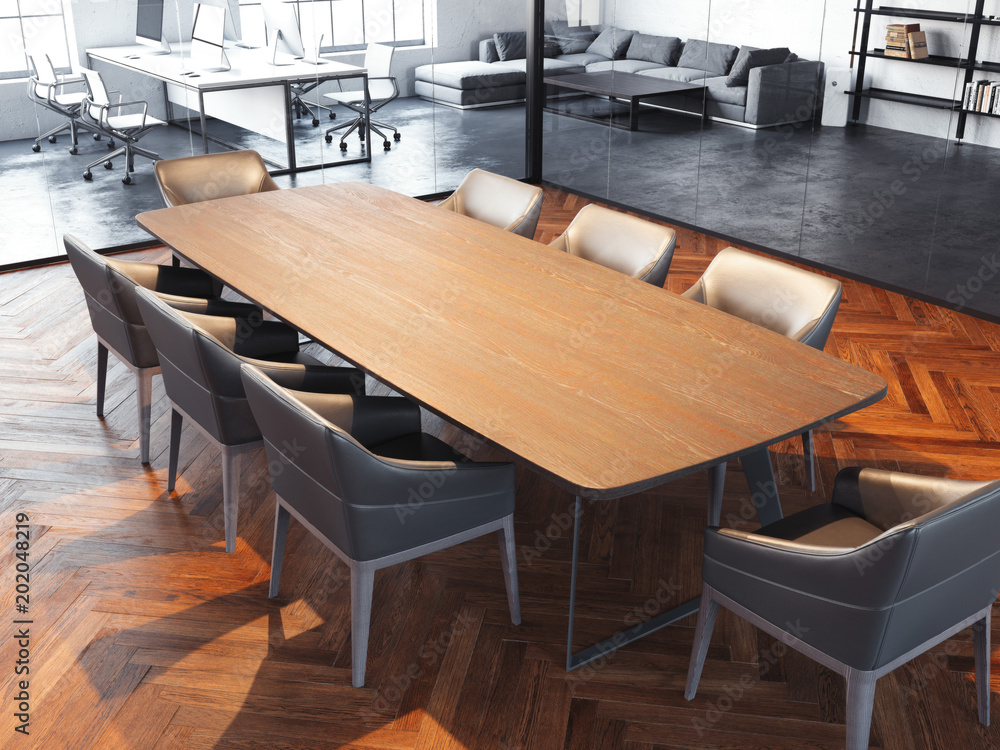 Modern office meeting room with transparent glass walls, 3d rendering Modern office meeting room with transparent glass walls, 3d rendering