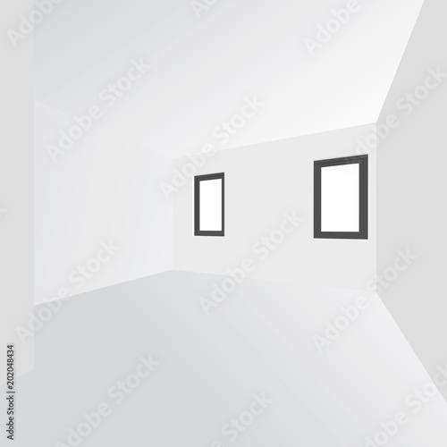 Blank room with two window - Vector