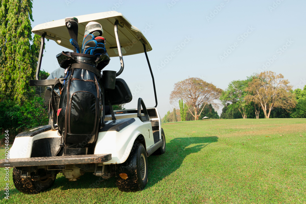 Golf car on the golf course