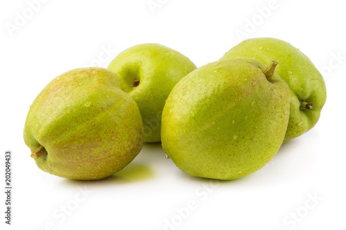 green pears isolated on a white background