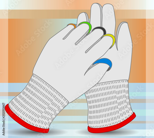 skating gloves for short-track speed skating on an abstract background photo