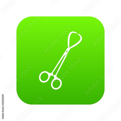 Pair of stainless steel surgical forceps icon digital green for any design isolated on white vector illustration