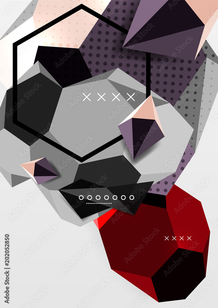 Fototapeta premium Color 3d geometric composition poster