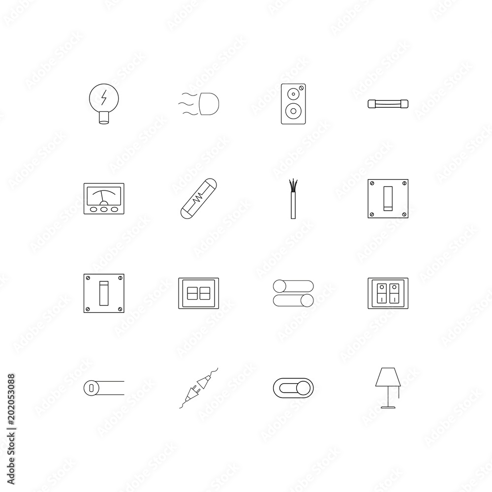 Electrical simple linear icons set. Outlined vector icons Electrical simple linear icons set. Outlined vector icons