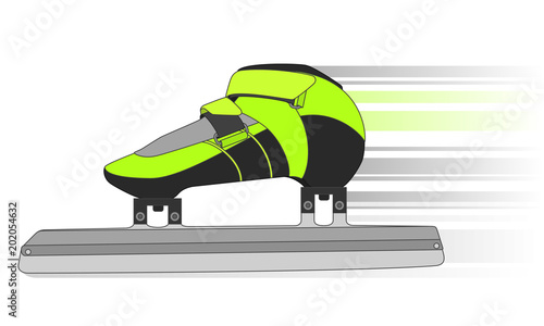 speed skating, short-track skates in motion isolated on a white background