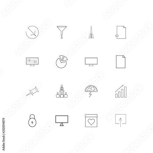 Business simple linear icons set. Outlined vector icons