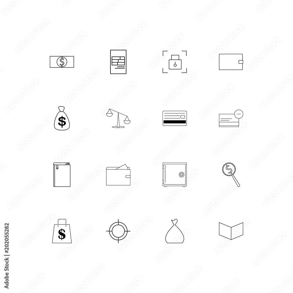 Banking, Finance And Money simple linear icons set. Outlined vector icons Banking, Finance And Money simple linear icons set. Outlined vector icons