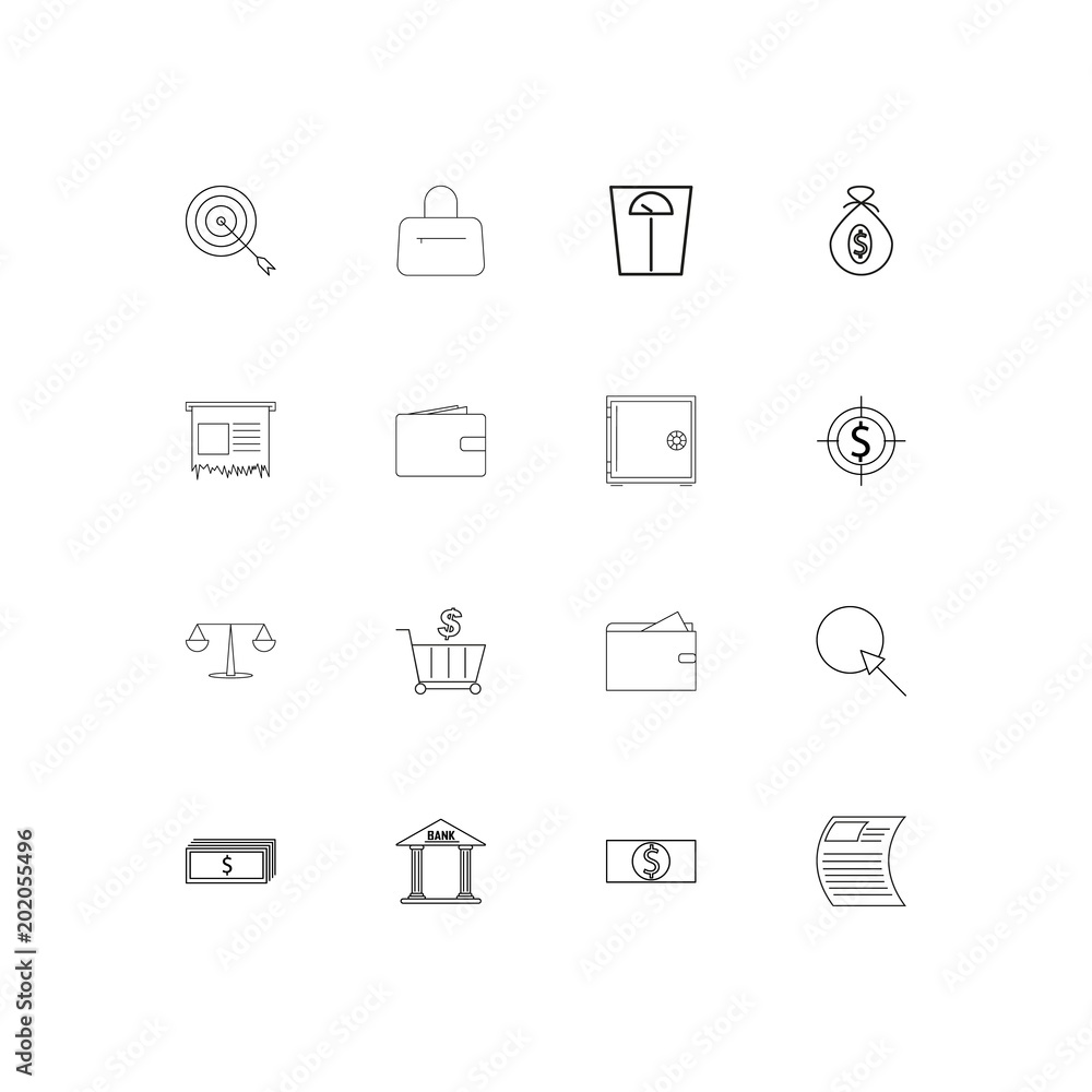 Banking, Finance And Money simple linear icons set. Outlined vector icons Banking, Finance And Money simple linear icons set. Outlined vector icons