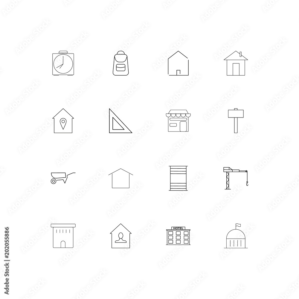 Buildings And Constructions simple linear icons set. Outlined vector icons Buildings And Constructions simple linear icons set. Outlined vector icons