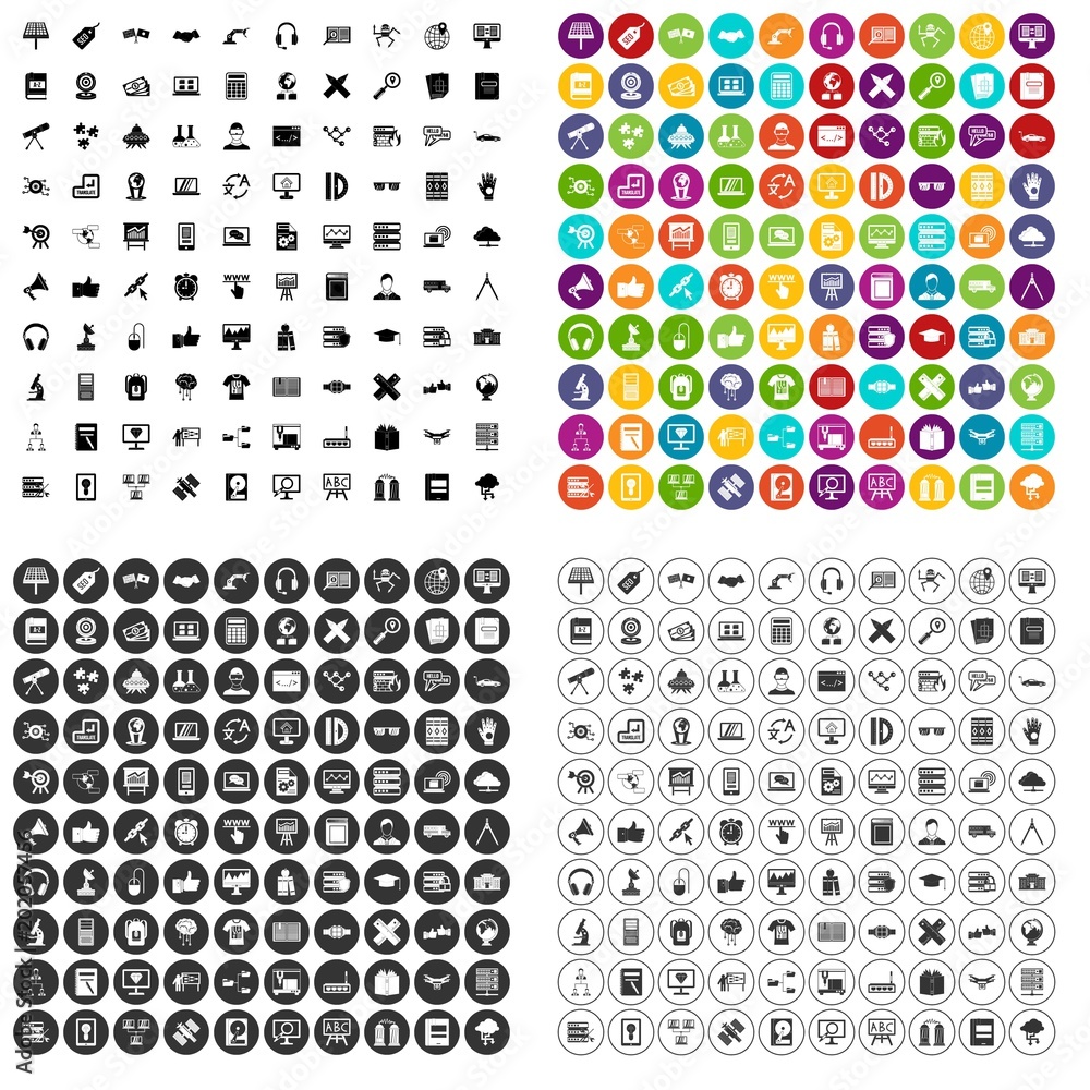 100 education technology icons set vector in 4 variant for any web design isolated on white 100 education technology icons set vector in 4 variant for any web design isolated on white