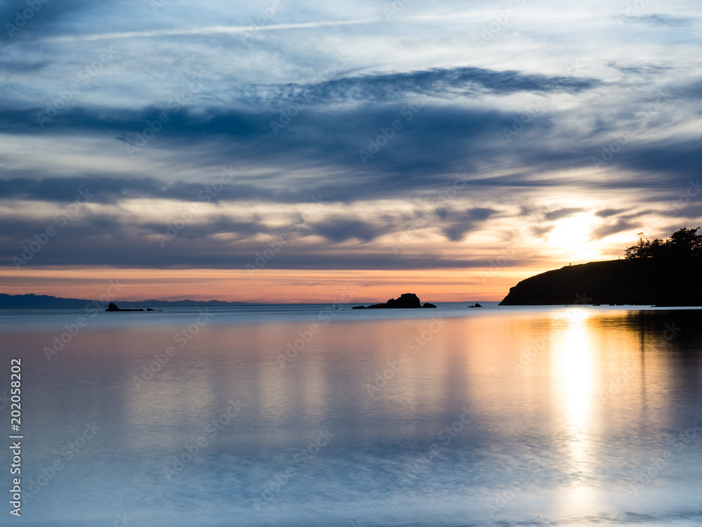 Sunset in Bowman Bay, Deception Pass state park - WA, USA