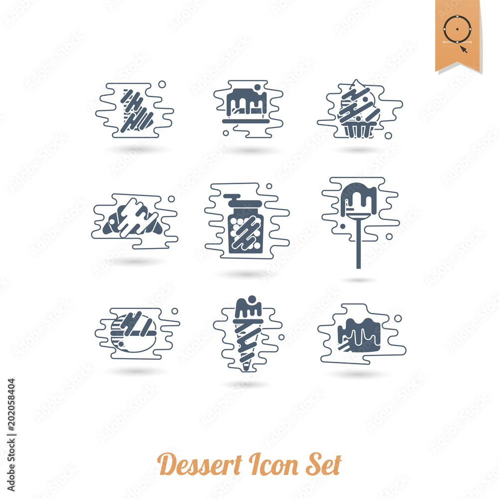 Dessert Icon Set in Modern Flat Design Style Dessert Icon Set in Modern Flat Design Style