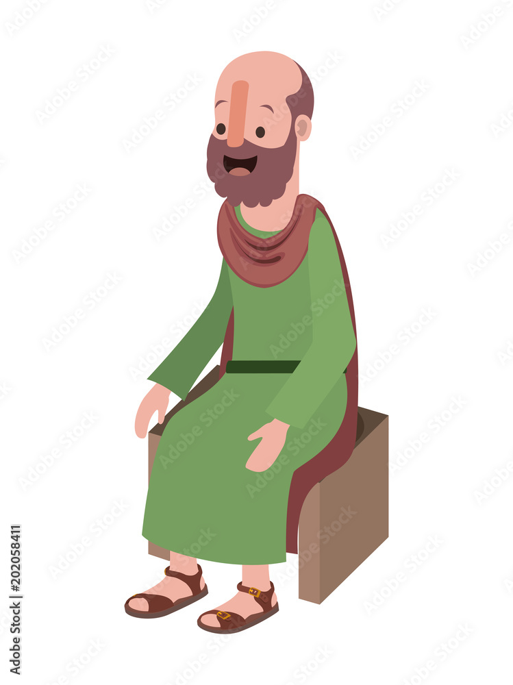 apostle of Jesus sitting on wooden chair vector illustration design apostle of Jesus sitting on wooden chair vector illustration design