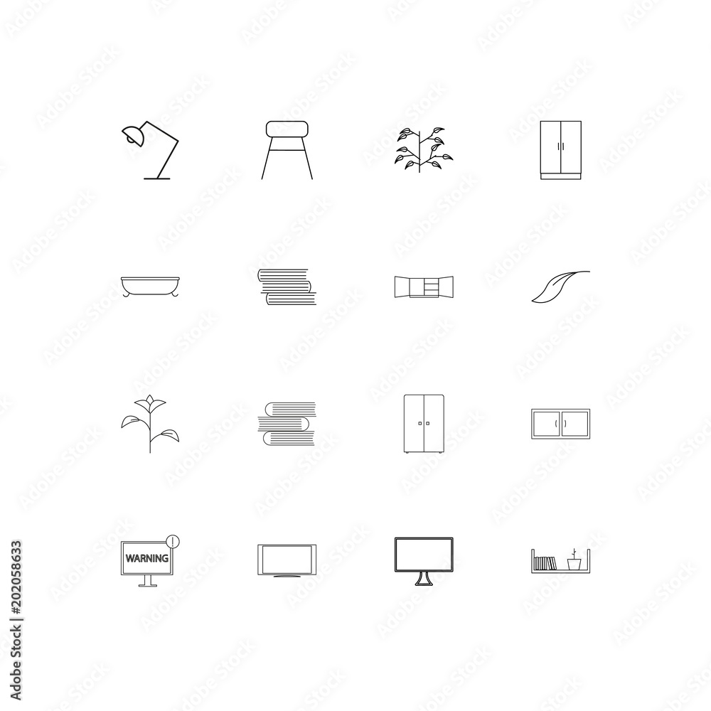 Furniture simple linear icons set. Outlined vector icons Furniture simple linear icons set. Outlined vector icons