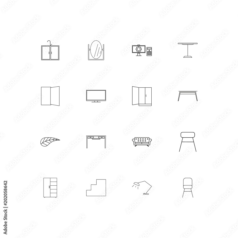 Furniture simple linear icons set. Outlined vector icons Furniture simple linear icons set. Outlined vector icons