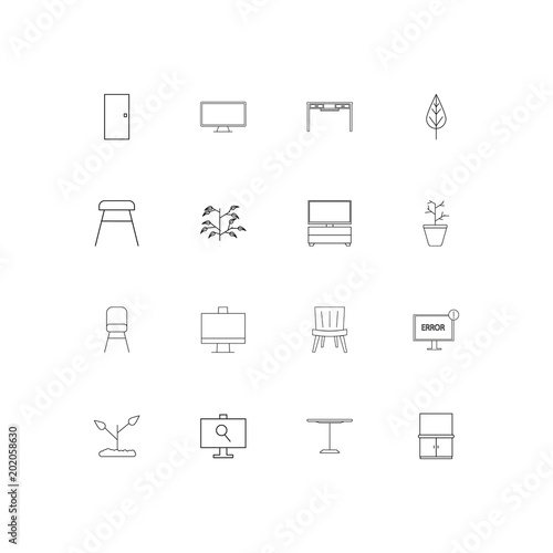 Furniture simple linear icons set. Outlined vector icons © Birgul