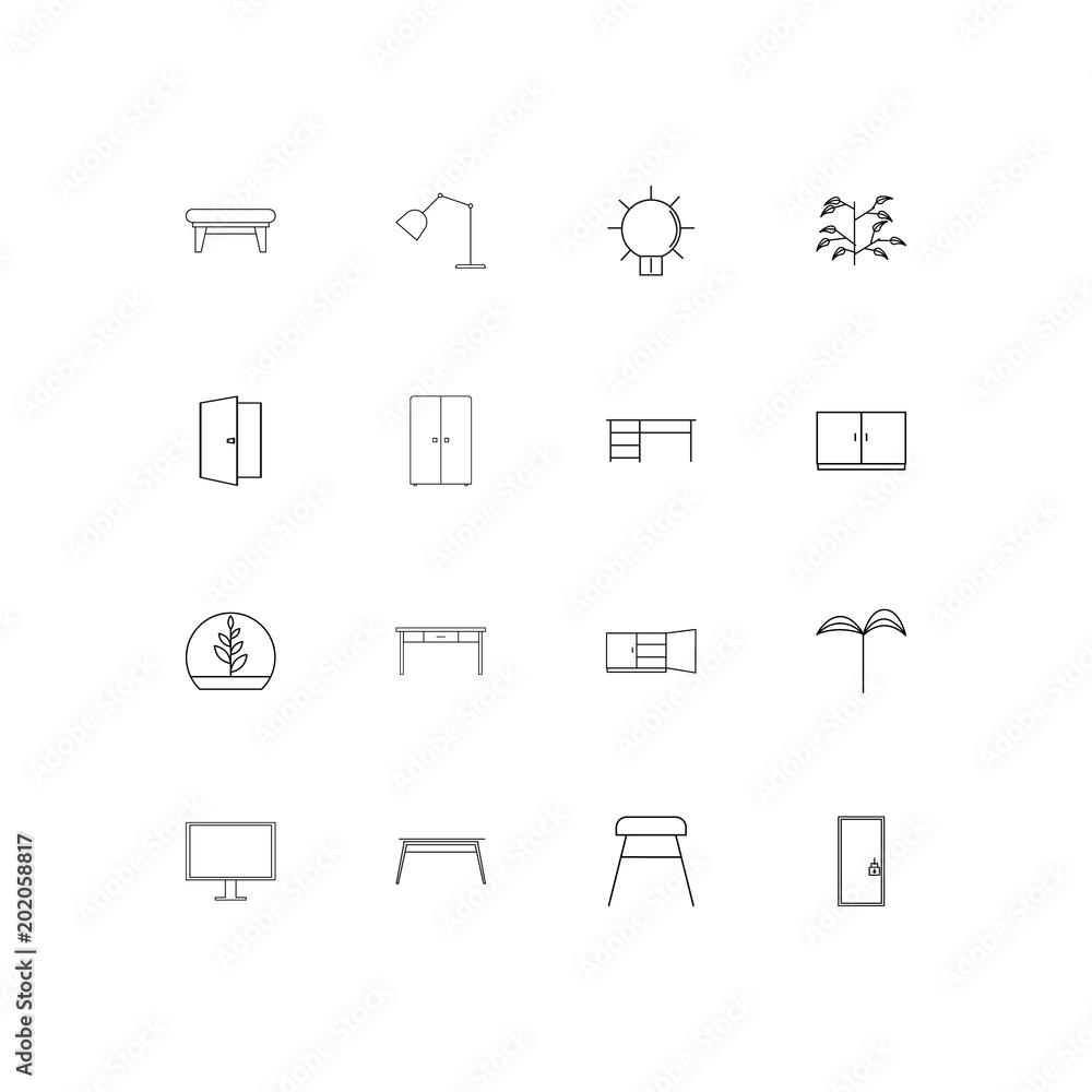 Furniture simple linear icons set. Outlined vector icons Furniture simple linear icons set. Outlined vector icons
