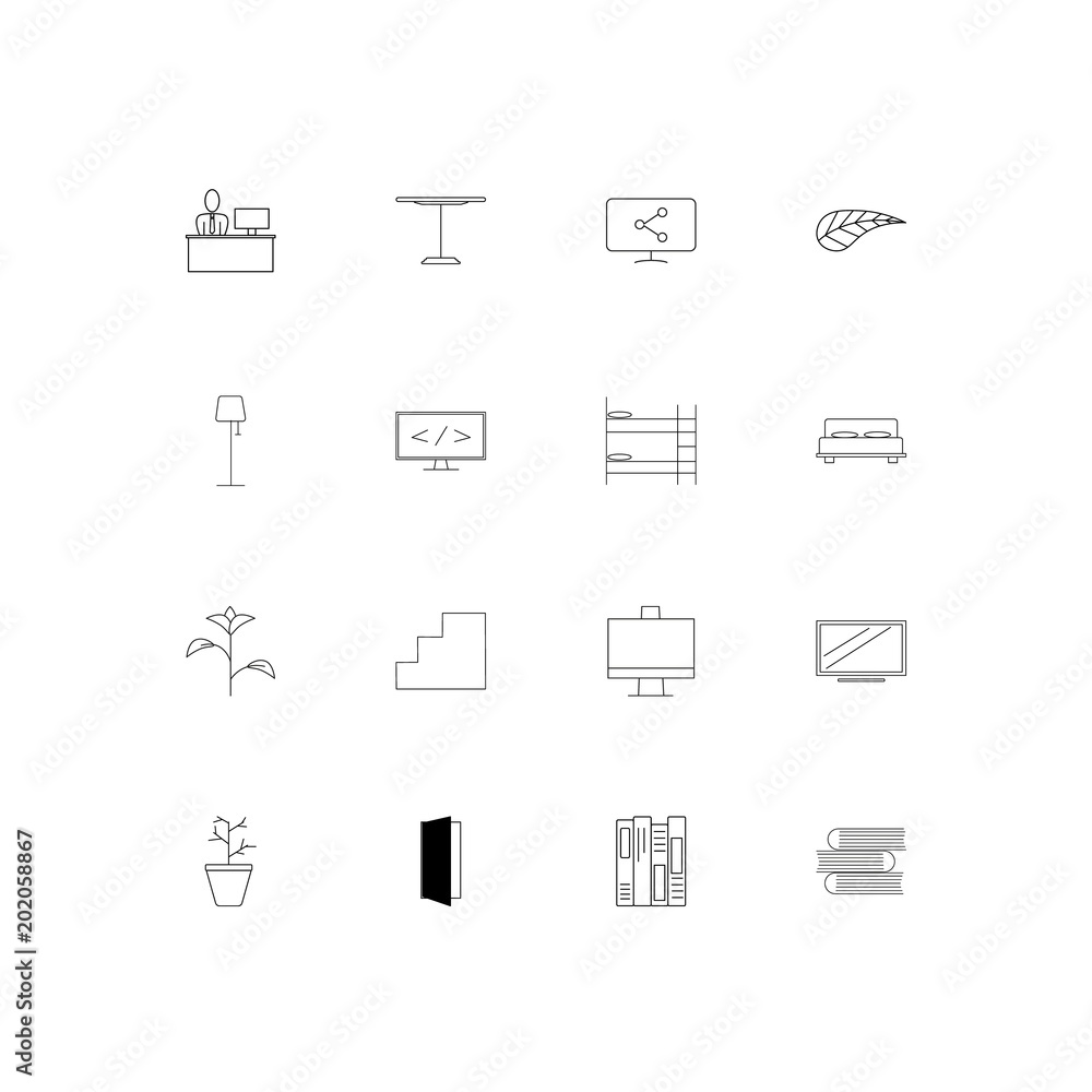 Furniture simple linear icons set. Outlined vector icons Furniture simple linear icons set. Outlined vector icons