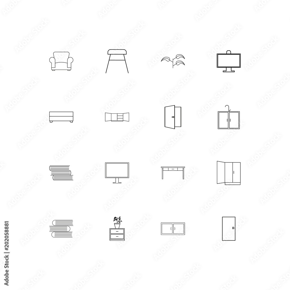 Furniture simple linear icons set. Outlined vector icons Furniture simple linear icons set. Outlined vector icons