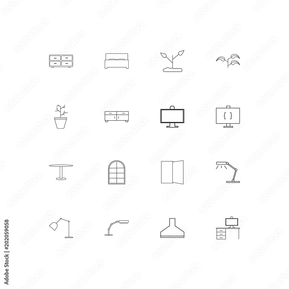 Furniture simple linear icons set. Outlined vector icons Furniture simple linear icons set. Outlined vector icons