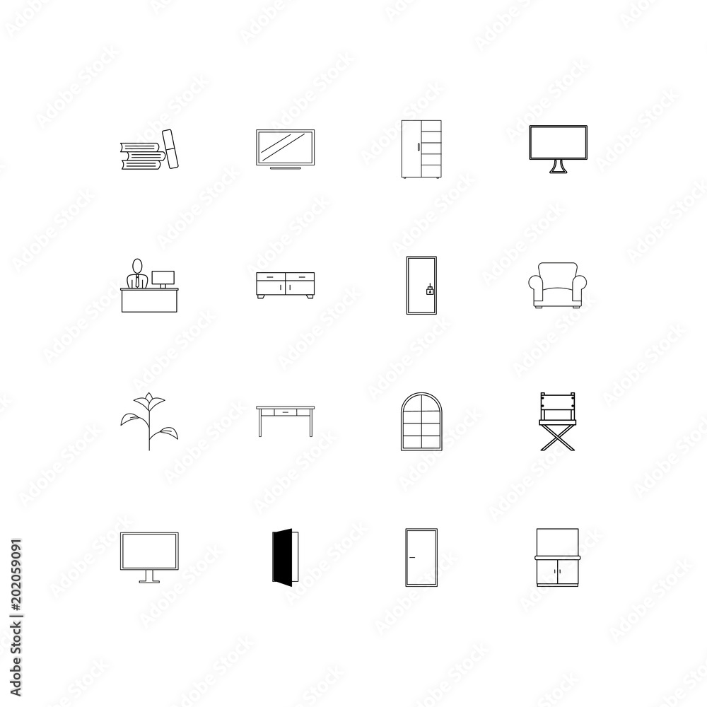 Furniture simple linear icons set. Outlined vector icons Furniture simple linear icons set. Outlined vector icons