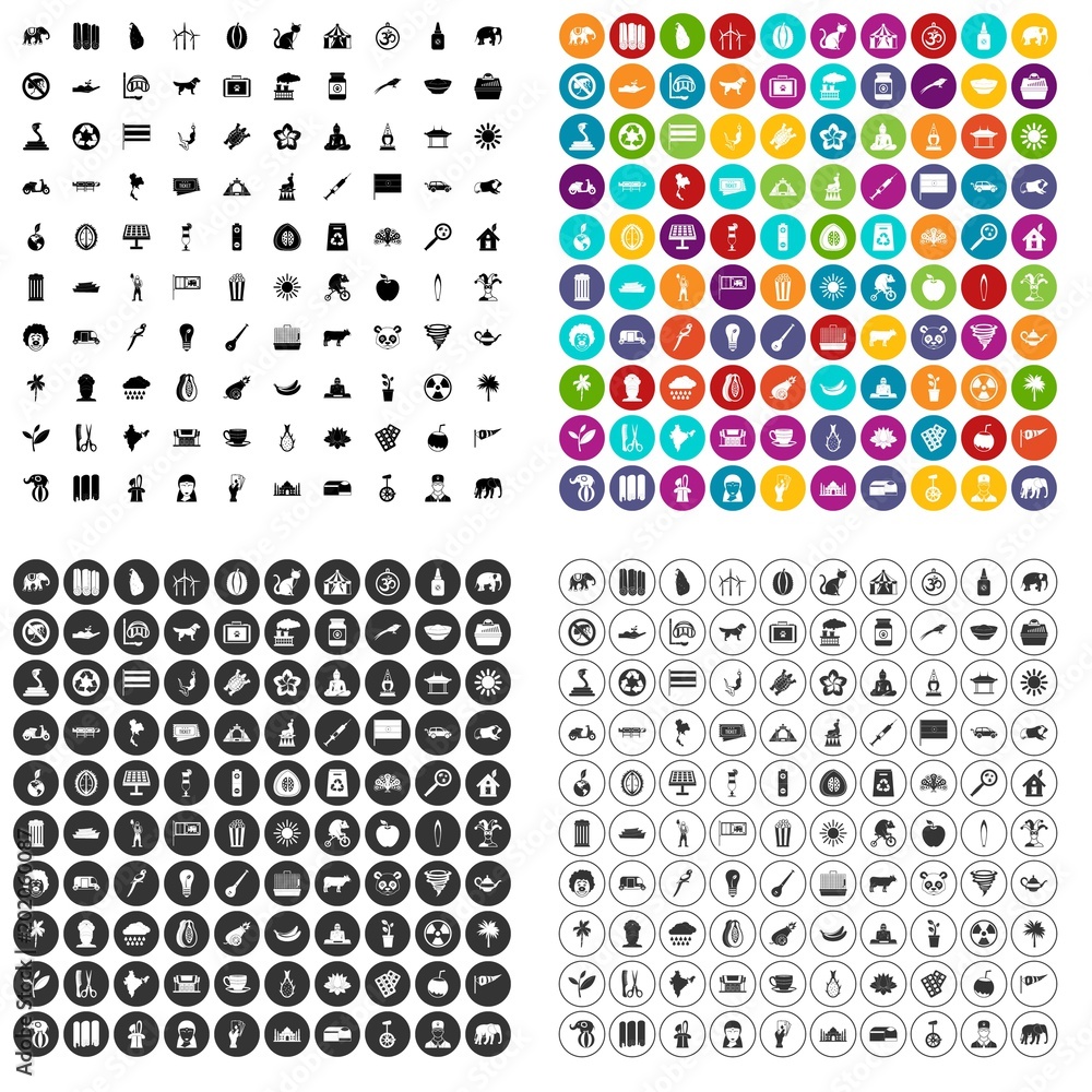 Fototapeta premium 100 elephant icons set vector in 4 variant for any web design isolated on white