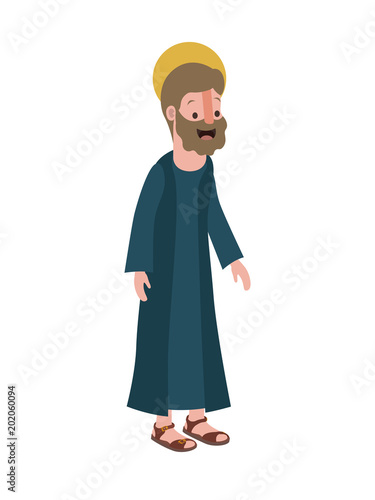 apostle of Jesus with halo character vector illustration design