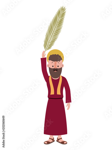 apostle of Jesus with palm leaf character vector illustration design