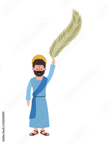 apostle of Jesus with palm leaf character vector illustration design