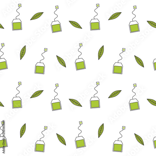 cute cartoon tea bags seamless vector pattern background illustration