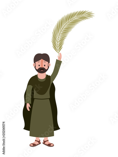 apostle of Jesus with palm leaf character vector illustration design