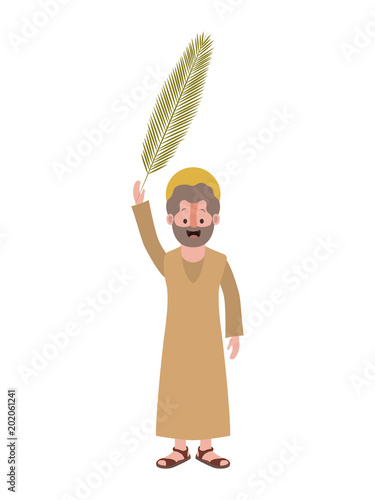 apostle of Jesus with palm leaf character vector illustration design