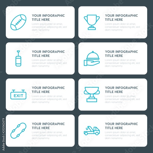 Flat transports, hotel, sports infographic timeline template for presentations, advertising, annual reports