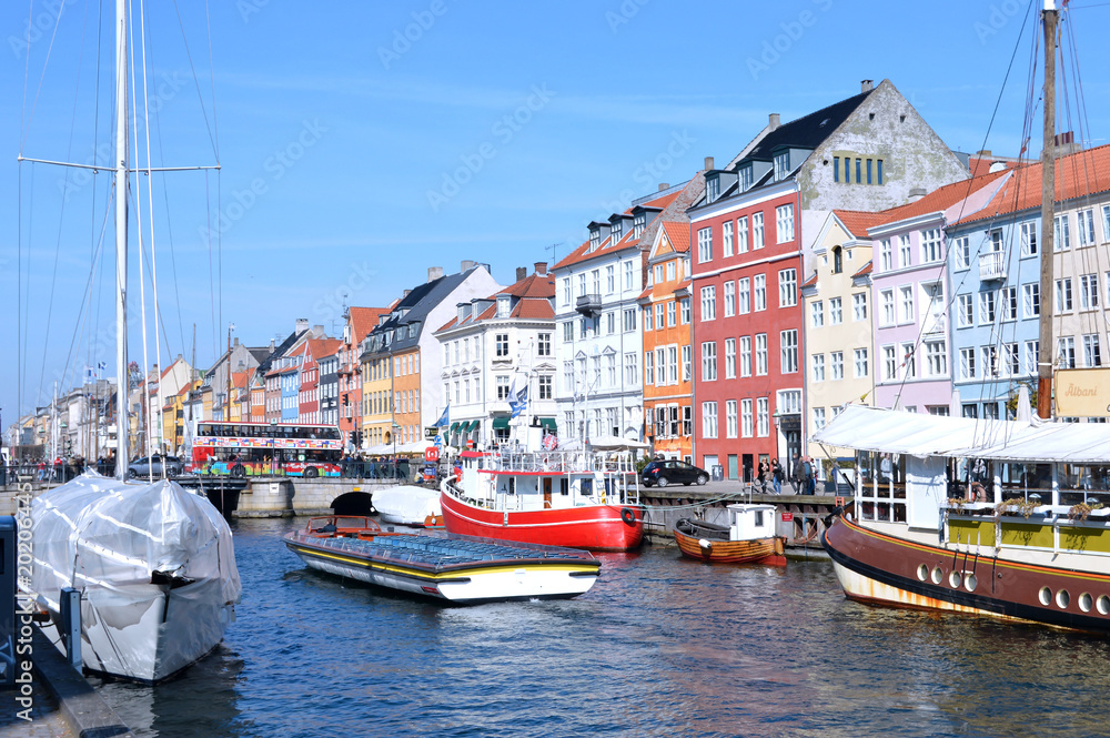 Travel to Europe under spring,Nyhavn in the Copenhagen-Denmark