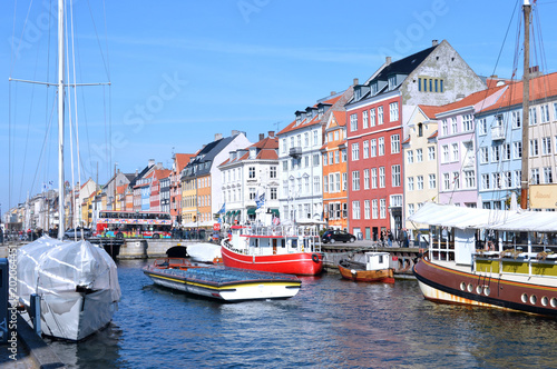 Travel to Europe under spring Nyhavn in the Copenhagen-Denmark