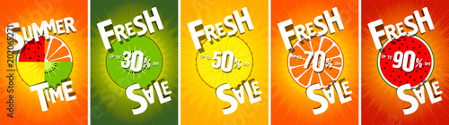 fresh sale. posters for shops. summertime. fruit background photo