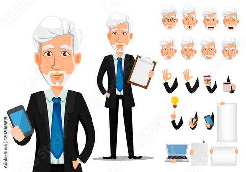 Businessman cartoon character creation set