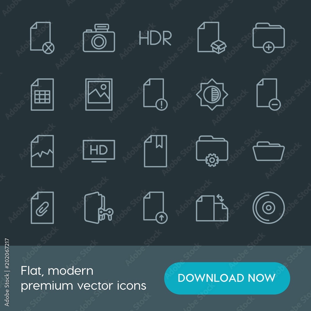 Modern Simple Set of folder, video, photos, files Vector outline Icons. Contains such Icons as high, photography, internet, vector, tv and more on dark background. Fully Editable. Pixel Perfect. Modern Simple Set of folder, video, photos, files Vector outline Icons. Contains such Icons as high, photography, internet, vector, tv and more on dark background. Fully Editable. Pixel Perfect.