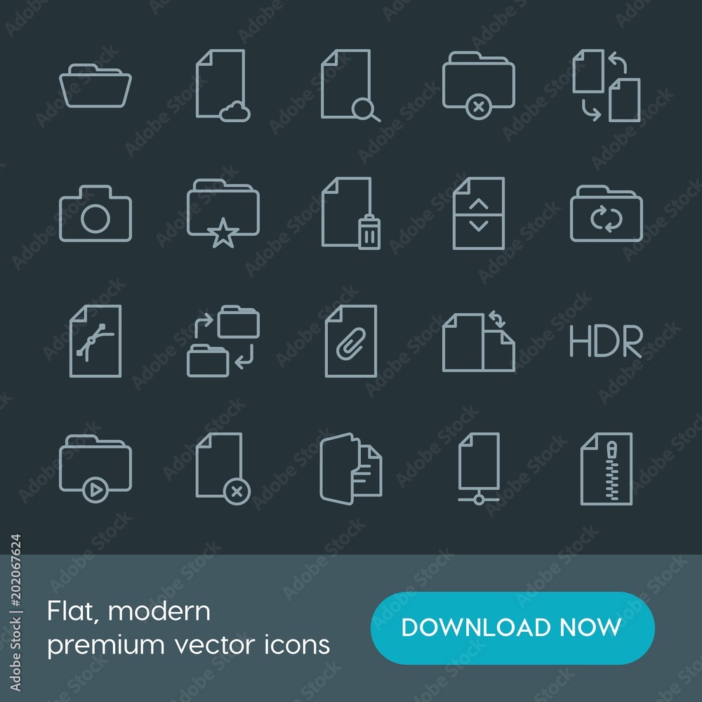 Modern Simple Set of folder, video, photos, files Vector outline Icons. Contains such Icons as folder, web, folder, computer, business and more on dark background. Fully Editable. Pixel Perfect. Modern Simple Set of folder, video, photos, files Vector outline Icons. Contains such Icons as folder, web, folder, computer, business and more on dark background. Fully Editable. Pixel Perfect.