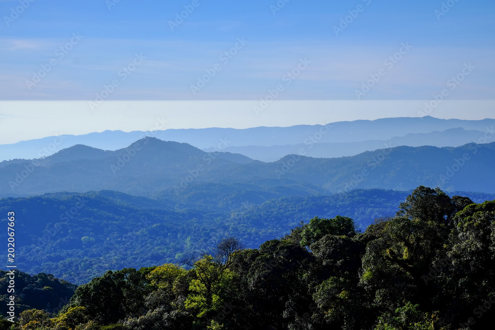 Mountain view and horizon in the morning in Chiang mai, Thailand