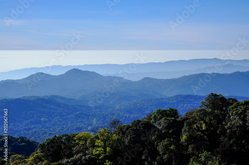 Mountain view and horizon in the morning in Chiang mai, Thailand