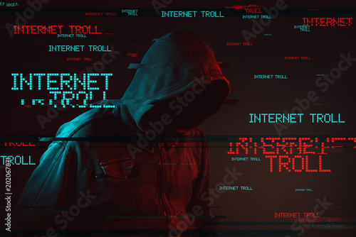 Tableau sur toile Internet troll concept with faceless hooded male person