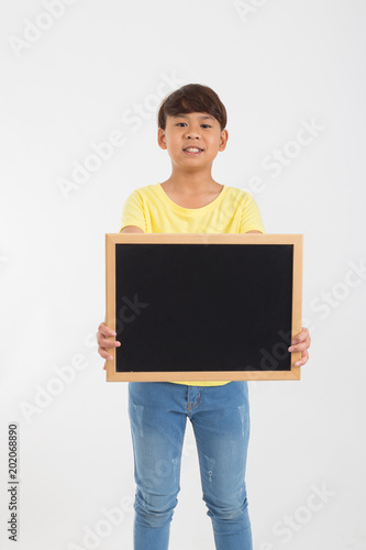 boy with black board