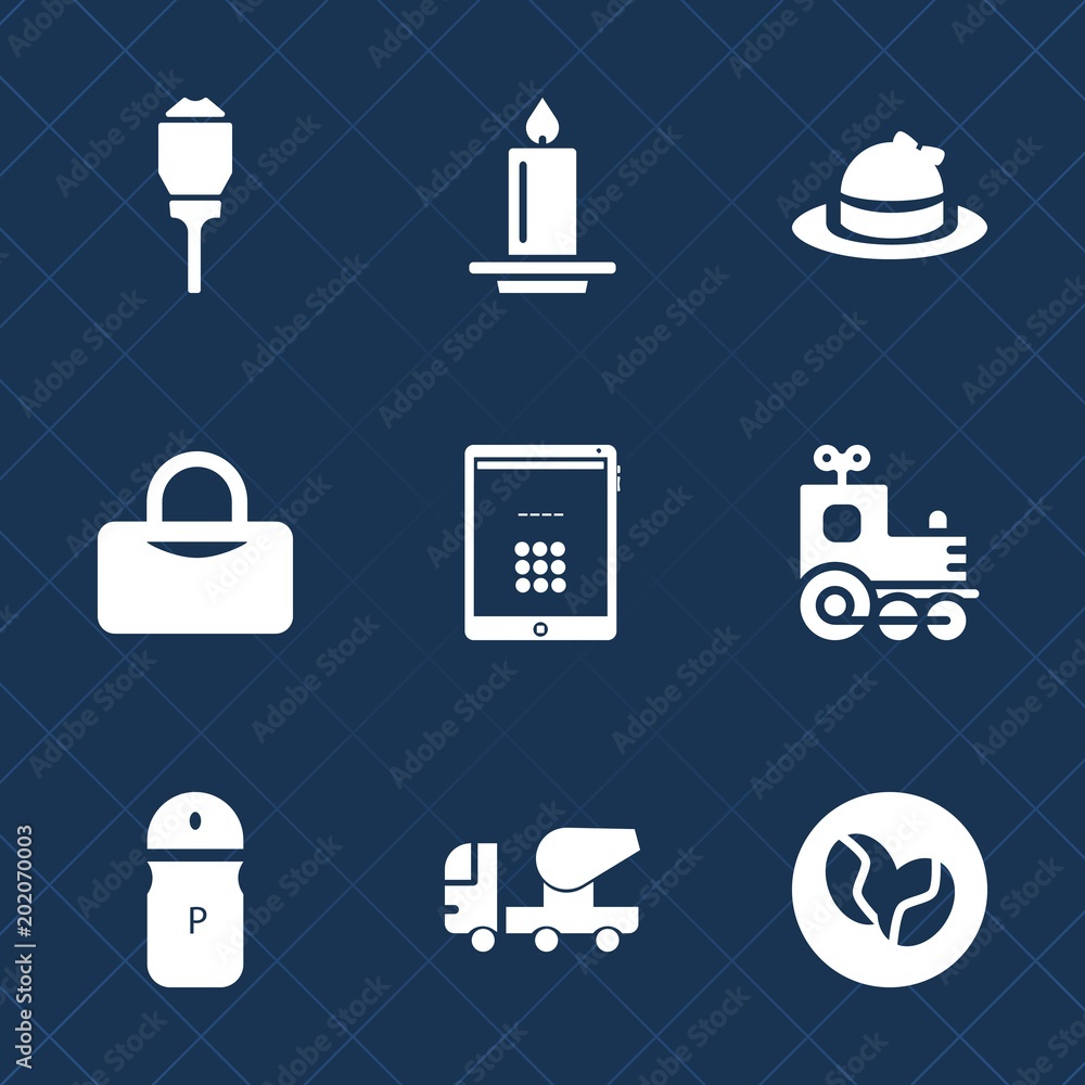 Premium set with fill icons. Such as lamp, train, salt, light, lamppost,  headwear, mixer, cap, travel, cement, electric, electricity, coffee,  clothing, food, transport, bag, hat, fashion, caffeine Stock Vector | Adobe  Stock