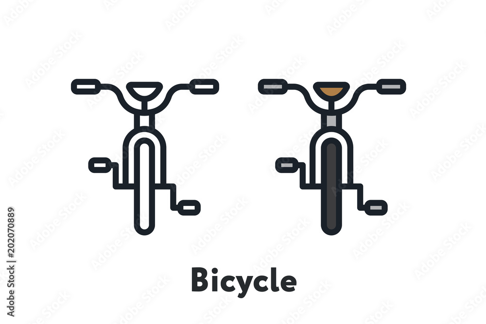 Bicycle Bike Front View Minimal Color Flat Line Outline Stroke Icon Bicycle Bike Front View Minimal Color Flat Line Outline Stroke Icon